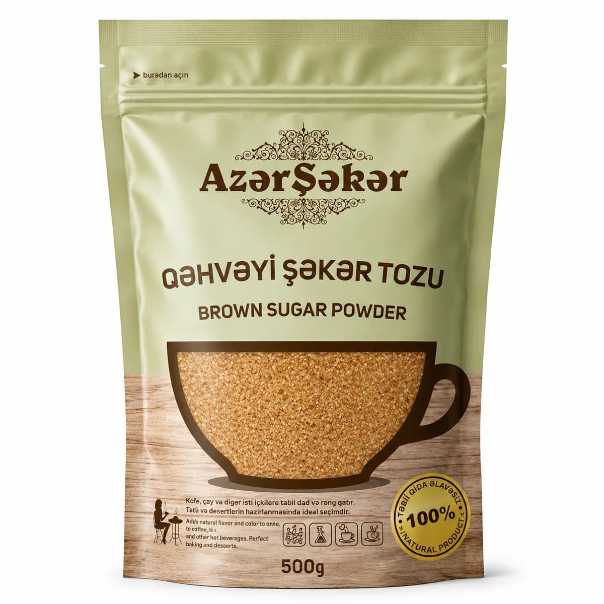 Azerşeker Qəhvəyi Şəkər Tozu